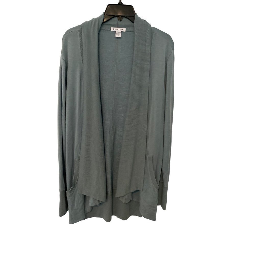 ATHLETA WOMEN'S SAGE GREEN OPEN FRONT DRAPE CARDIGAN SZ S